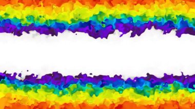 Soyut animasyonlu arka plan sorunsuz döngü video - Suluboya efekti - lekeli gökkuşağı tam renk tayfı ile orta beyaz şerit