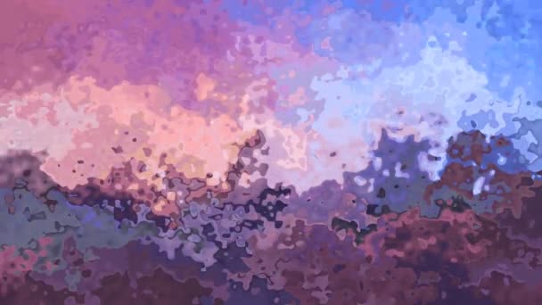 ステンド グラスの抽象アニメーション背景シームレス ループ ビデオ 水彩効果 ラベンダー紫紫青 — ストック動画