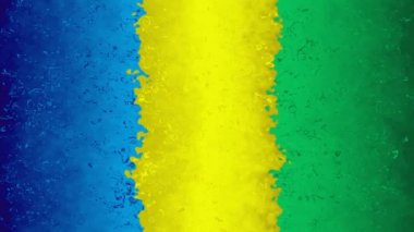 Soyut animasyonlu arka plan sorunsuz döngü video - Suluboya efekti - mavi, sarı ve yeşil renk - Brezilya üç renkli lekeli