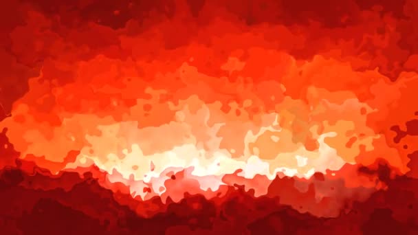 ステンド グラスの抽象アニメーション背景シームレス ループ ビデオ 水彩効果 熱い燃えるような真っ赤色 — ストック動画