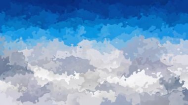 Soyut animasyonlu arka plan sorunsuz döngü video - Suluboya efekti - mavi gökyüzü gri beyaz renkli bulutlar üzerinde lekeli.