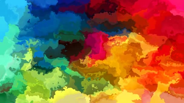 ステンド グラスの抽象アニメーション背景シームレス ループ ビデオ 水彩効果 虹色フルカラーのスペクトラム — ストック動画