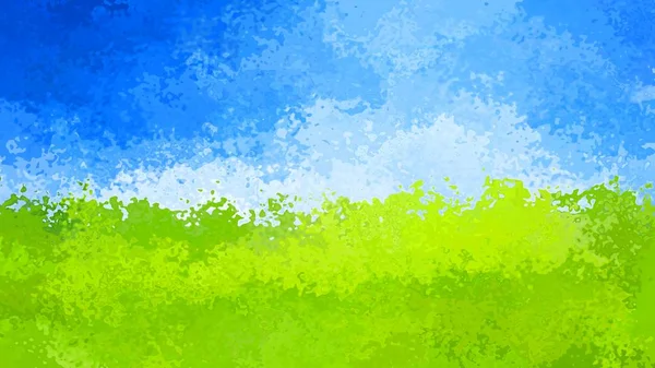 Abstracto Manchado Patrón Textura Rectángulo Fondo Azul Cielo Sobre Verde — Foto de Stock