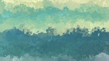 Soyut animasyonlu arka plan sorunsuz döngü video - Suluboya efekti - lekeli grunge mavi yeşil su turkuaz rengi