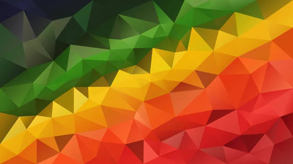 ベクトル抽象的な不規則な多角形の背景 三角形の低ポリ パターン 赤オレンジ黄色緑色斜めのグラデーション — ストックベクタ