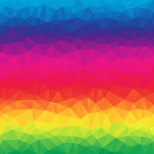 ベクトル抽象的な不規則な多角形正方形背景 三角形の低ポリ パターン フルカラー虹スペクトル勾配 鮮やかな蛍光強調表示色水平ストライプ — ストックベクタ