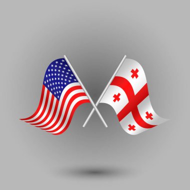 vektör iki çapraz Amerikan ve gümüş stickler - Amerika Birleşik Devletleri ABD sembollerin Gürcistan bayrağı