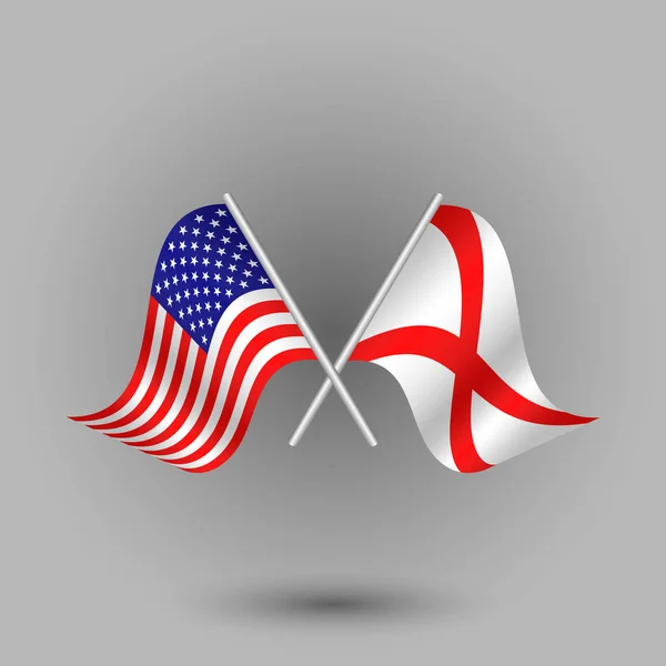 Vector Two Crossed American Flag Alabama Silver Sticks Symbols United — Stock Vector