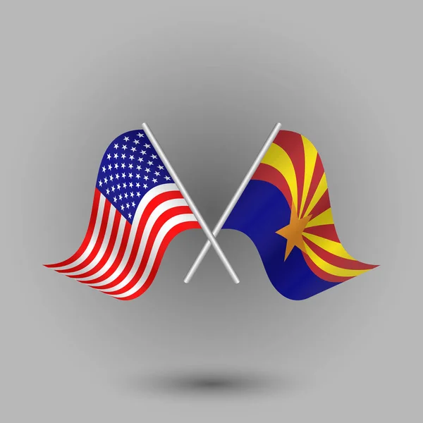 ベクトル つの交差のアメリカと銀の棒 アメリカ合衆国米国のシンボルでアリゾナ州の旗 — ストックベクタ