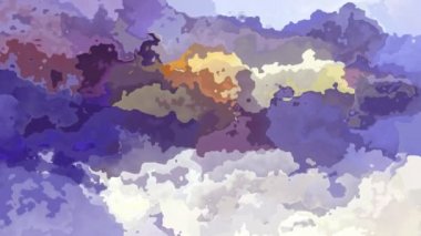 animasyonlu lekeli arka plan sorunsuz döngü video - Suluboya efekti - mor menekşe sarı Fildişi beyaz