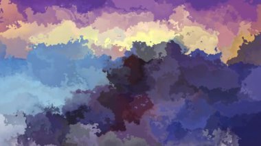 Soyut animasyonlu arka plan sorunsuz döngü video - Suluboya efekti - gün batımı mor menekşe mavi sarı rengi lekeli