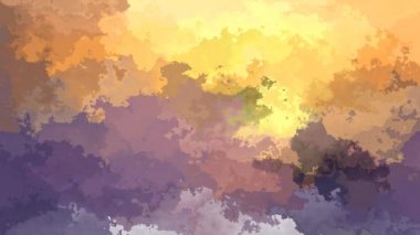 Soyut animasyonlu arka plan sorunsuz döngü video - Suluboya efekti - günbatımı sarı mor menekşe renk lekeli