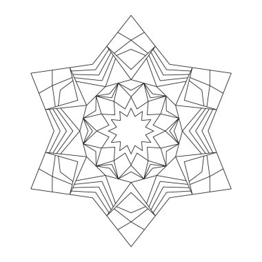 vektör siyah beyaz dairesel yuvarlak yıldız mandala hexagram - yetişkin renklendirme kitap pag