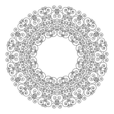 art nouveau süslemeli - vektör siyah beyaz dairesel yuvarlak çerçeve geometrik mandala yetişkin kitap sayfa boyama