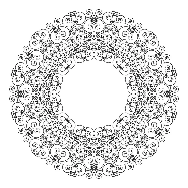 Vettore Bianco Nero Circolare Rotondo Cornice Geometrica Mandala Con Ornamenti — Vettoriale Stock