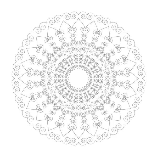 Vector Blanco Negro Circular Mandala Redonda Con Amorosos Adornos Hearst — Archivo Imágenes Vectoriales