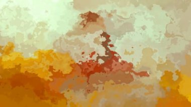 Soyut animasyonlu arka plan sorunsuz döngü videosu - suluboya splotch etkisi - doğal renkler - portakal, aşı boyası, kahverengi ve Fildişi lekeli 