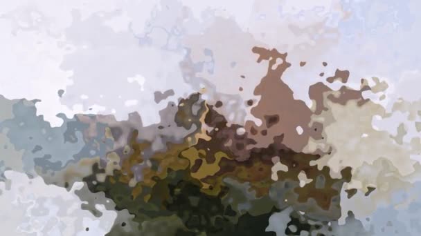 抽象アニメーション ステンド グラス背景シームレス ループ ビデオ 水彩斑点効果 自然な色 淡いブルー バイオレット ブラウン — ストック動画