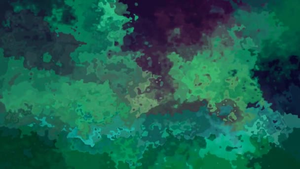 ステンド グラスの抽象アニメーション背景シームレス ループ ビデオ 水彩斑点効果 エメラルド緑紫青 — ストック動画