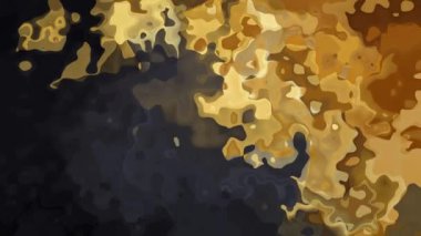 Soyut animasyonlu arka plan sorunsuz döngü video - suluboya splotch etkisi - siyah, kahverengi ve altın sarı rengi lekeli