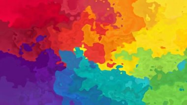 lekeli arka plan sorunsuz döngü video - suluboya splotch etkisi - gökkuşağı tam renk tayfı - Eflatun, pembe, kırmızı, turuncu, sarı, yeşil, mavi, mor ve mor Soyut animasyon