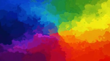 lekeli arka plan sorunsuz döngü video - suluboya splotch etkisi - gökkuşağı tam renk tayfı - Eflatun, pembe, kırmızı, turuncu, sarı, yeşil, mavi, mor ve mor Soyut animasyon