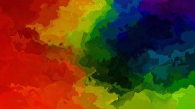 lekeli arka plan sorunsuz döngü video - suluboya splotch etkisi - gökkuşağı tam renk tayfı - Eflatun, pembe, kırmızı, turuncu, sarı, yeşil, mavi, mor ve mor Soyut animasyon