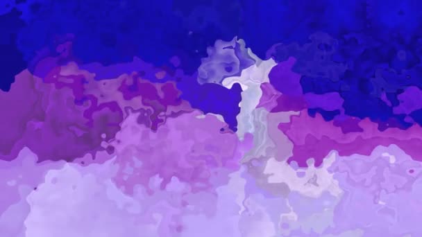 抽象动画彩色背景无缝环视频 水彩斑点效果 皇家蓝 紫外线和薰衣草紫色的颜色 — 图库视频影像