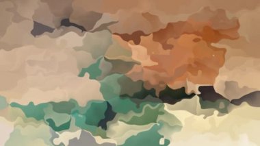 Soyut animasyonlu arka plan sorunsuz döngü video - suluboya splotch etkisi - bej takımları mavi yeşil çamurcun rengi lekeli