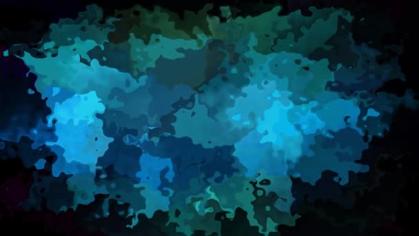 ステンド グラスの抽象アニメーション背景シームレス ループ ビデオ 水彩斑点効果 Emeral 緑黒青緑色 — ストック動画