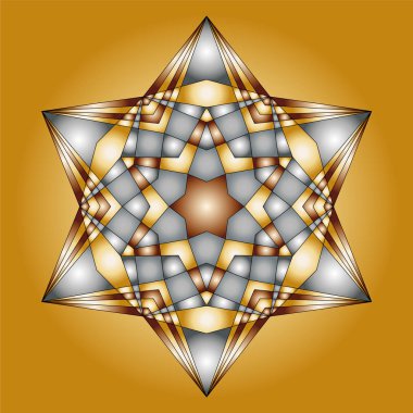 Noel vektör mandala altın ve gümüş renkli hexagram yıldız şekli - kitap pag boyama yetişkin