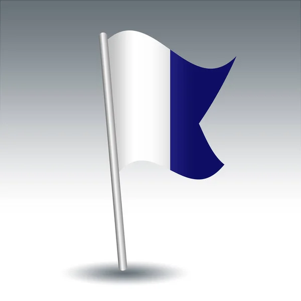 Vektor Mává Námořní Signální Vlajky Alfa Nakloněné Kovové Stříbrné Pole — Stockový vektor