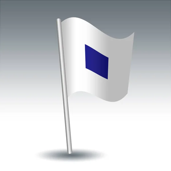 Vector Waving Maritime Signal Flag Sierra Slanted Metal Silver Pole — Stock Vector