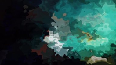 Soyut animasyonlu arka plan sorunsuz döngü video - suluboya splotch etkisi - siyah lekeli ve zümrüt yeşil mavi nane renk