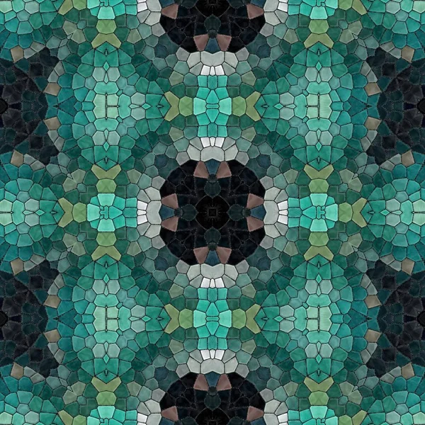 Mosaic Kaleidoscope Seamless Pattern Texture Background Aqua Teal Emerald Green — Stock Photo, Image