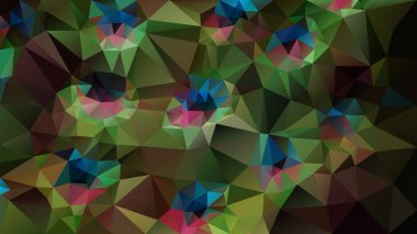 düzensiz poligon arka plan - üçgen düşük poli desen - tavus kuşu tüyü yeşil, pembe, puprle ve mavi renk tonları vektör