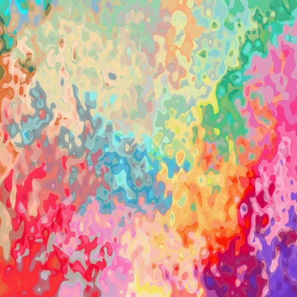 抽象的なステンド グラス パターン テクスチャ四角背景パステル カラー スペクトル 近代絵画アート 水彩斑点効果 ピンク オレンジ — ストック写真