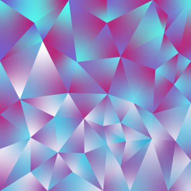 vektör arka düzensiz poligon kare plan - üçgen düşük poli desen - pembe pembe mavi yeşil mavi mor holografik renk elmas Parlatıcı ile