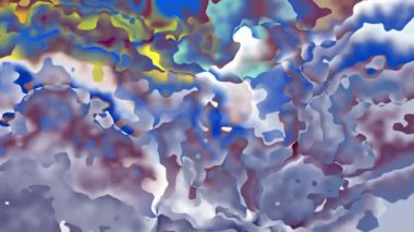 arka plan sorunsuz döngü video - suluboya splotch etkisi - holografik mavi gri gümüş mor menekşe sarı rengi lekeli Soyut animasyon twinking