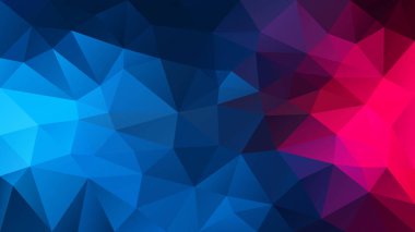 vektör arka düzensiz poligon plan - üçgen düşük poli desen - neon koyu mavi ve canlı pembe pembe renk