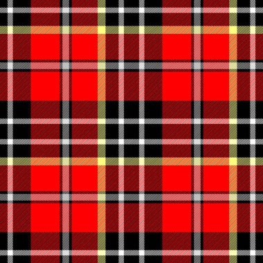 kontrol elmas tartan ekose İskoç eteği kumaş Dikişsiz desen doku arka plan - kırmızı, siyah, sarı ve beyaz colo