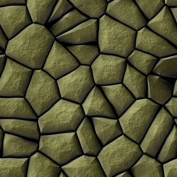 Cobble Stones Irregular Mosaic Pattern Texture Seamless Background Pavement Gold — Stock Photo, Image