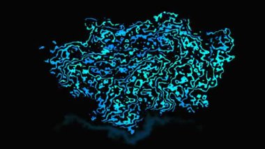 Soyut animasyon twinking arka plan sorunsuz döngü video - suluboya splotch etkisi - neon lekeli mavi yeşil mavi siyah renk