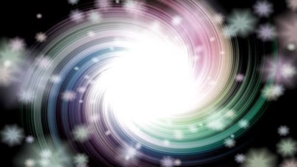 Abstrato Animado Estrela Brilhante Rotativa Preto Noite Cósmica Fundo Sem — Vídeo de Stock