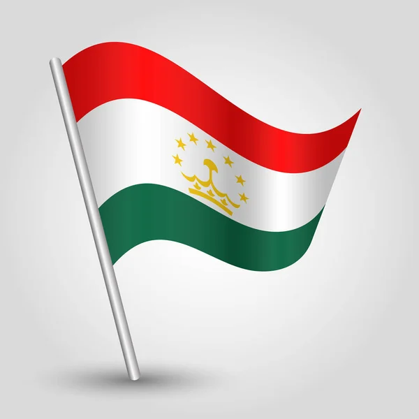 Vektor Mávat Vlajkou Tádžický Jednoduchý Trojúhelník Šikmé Stříbrné Pole Symbol — Stockový vektor