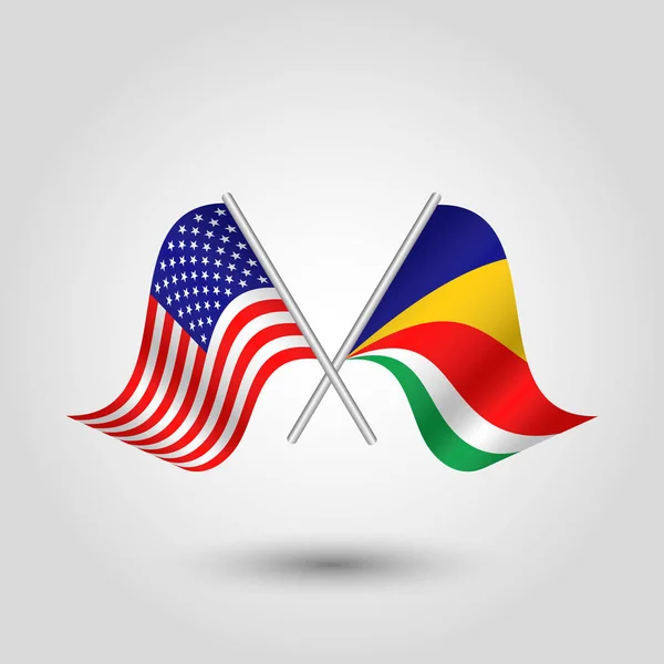 銀棒 - アメリカ合衆国、共和国 fo セイシェルのシンボルの 2 つの交差アメリカと seychelliose フラグをベクトルします。 — ストックベクタ