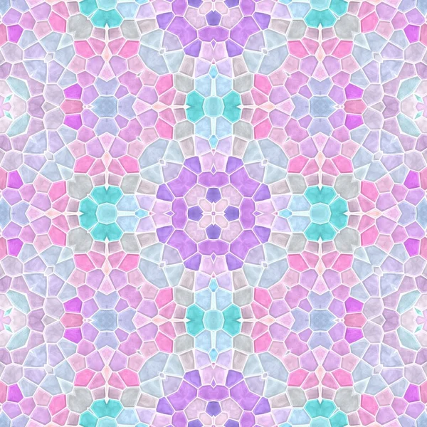 Mosaico caleidoscopio patrón sin costuras textura de fondo - pastel rosa azul violeta violeta gris malva de color con lechada blanca — Foto de Stock