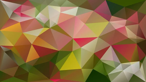 ベクトル不規則な多角形の抽象的な背景 - 三角形の低ポリ パターン - 緑カーキ ピンク赤黄色茶色 — ストックベクタ