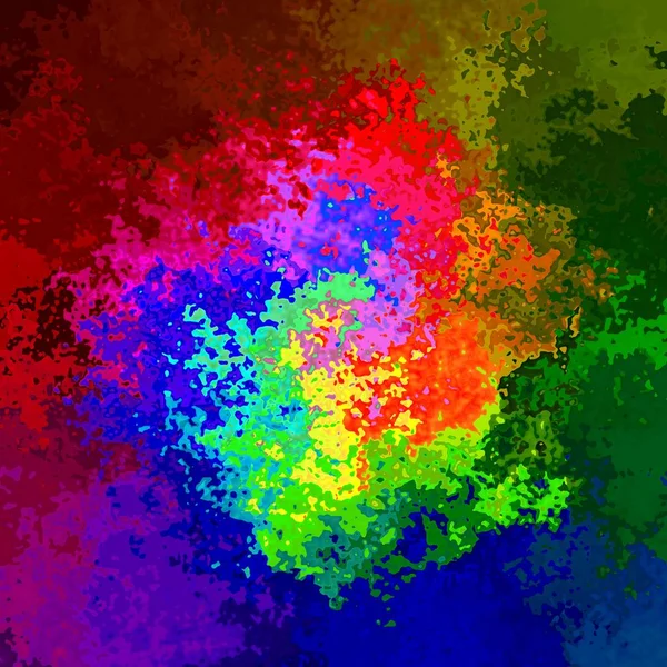 Abstraktní obarvený vzorek textury čtvercové pozadí plnobarevné spektra rainbow - moderní olejomalba umění - akvarel skvrnou efekt — Stock fotografie