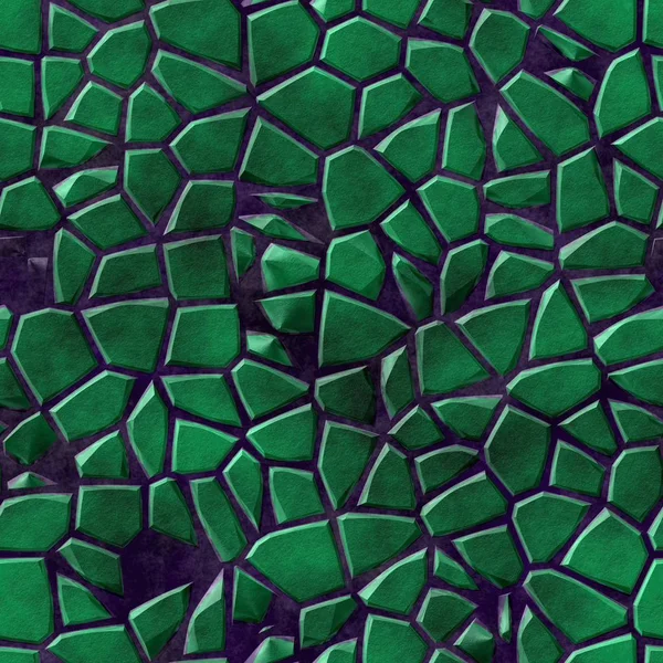 Piso de superfície padrão de mosaico de mármore sem costura fundo com argamassa roxa - cor verde esmeralda — Fotografia de Stock